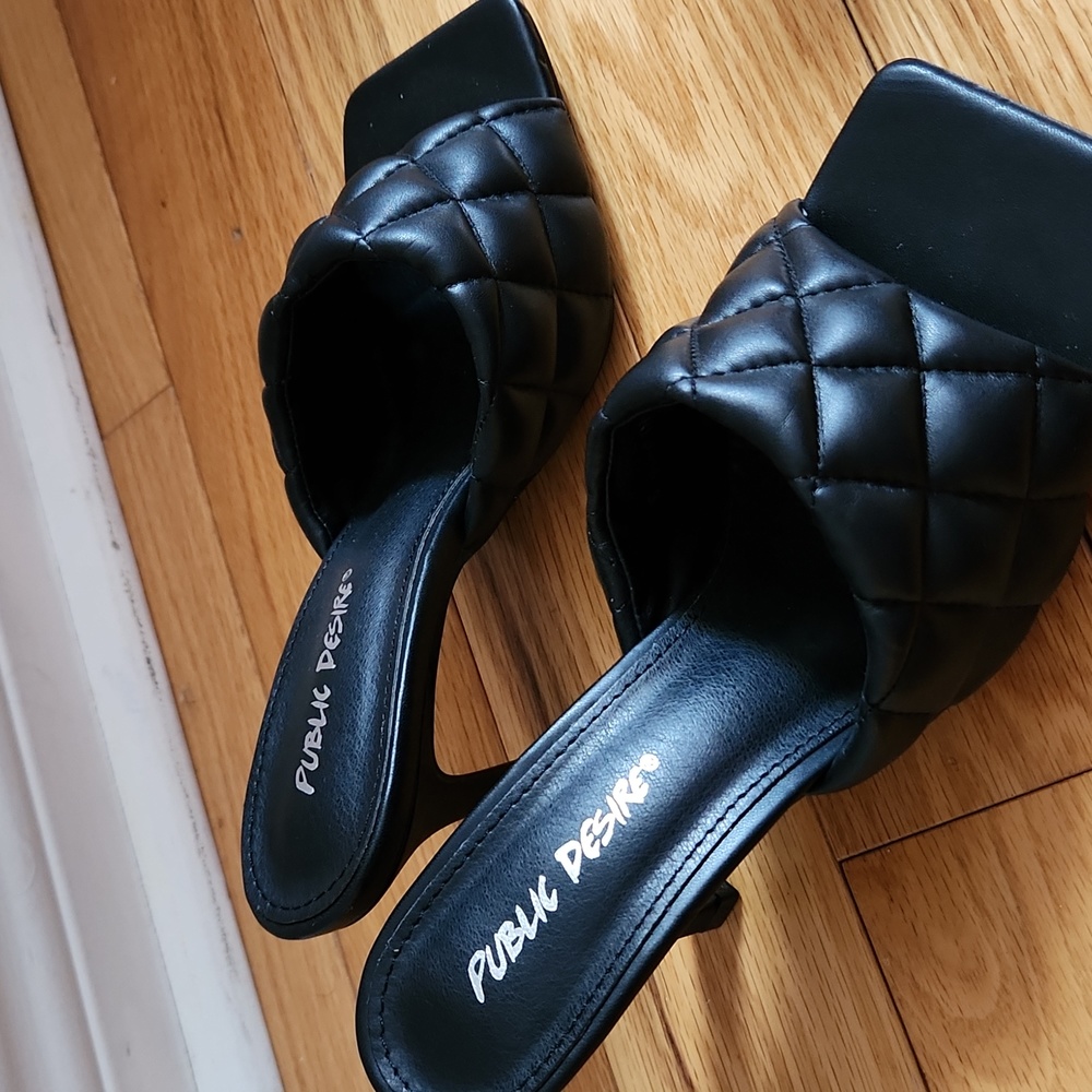 Public Desire black  square heels size 7